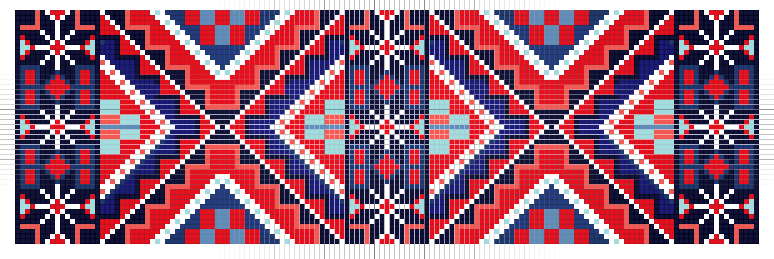 Collar design with triangles and rosettes, worked in cross stitch. Norway.