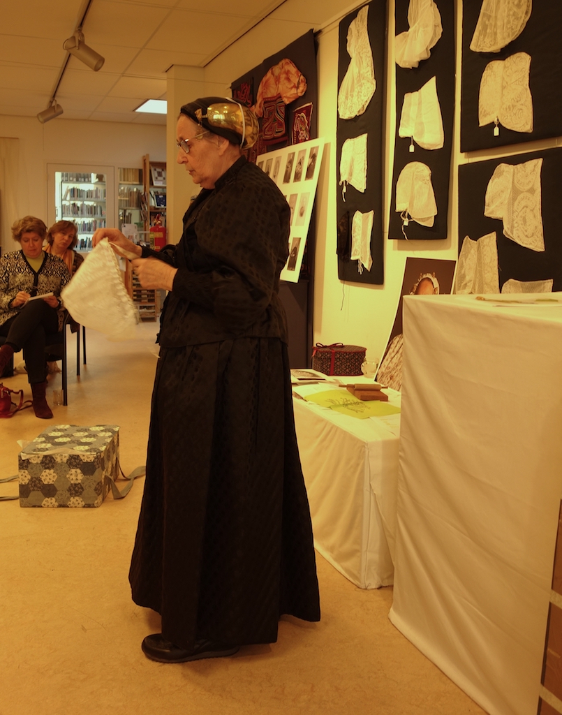 Mrs. Keijzer-Sarneel showing her Rijnland dress, TRC Sunday Textile Talk, 29 February 2022
